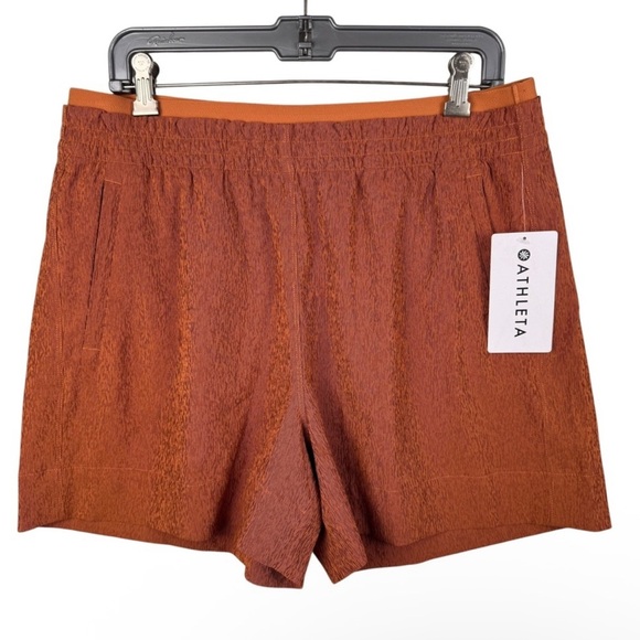 Athleta Echo Shorts Womens Size 10 Burnt Orange Quick Drying Breathable Packable - Picture 1 of 5